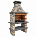 Barbacoa de obra 120 x 70 x 220 cm de piedra y ladrillo con parrilla metálica para exterior