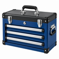 Caja de herramientas 50 x 25 x 35 cm de metal azul y negro con 4 cajones portátil