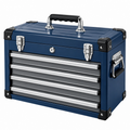 Caja de herramientas 60 x 28 x 35 cm de acero azul con 4 cajones y asa portátil