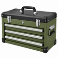 Caja de herramientas 60 x 30 x 40 cm de acero verde y negro con cajones y cierre