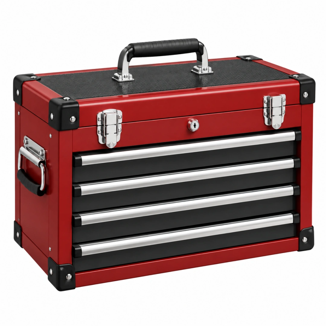 Caja de herramientas 60 x 30 x 45 cm de acero rojo con 4 cajones portátil