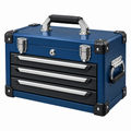 Caja de herramientas 50 cm de metal azul con 3 cajones y cierre