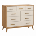 Cómoda 120 x 45 x 95 cm de madera beige y natural con 8 cajones estilo moderno