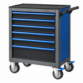 Carro de herramientas 77 x 46 x 97 cm de acero negro y azul con 7 cajones y ruedas