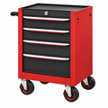 Carro de herramientas 68 x 46 x 86 cm de acero rojo y negro con 5 cajones y ruedas