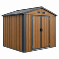 Caseta de jardín 213 x 130 x 173 cm de acero marrón y antracita con doble puerta