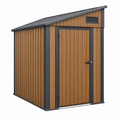 Cobertizo de jardín 180 x 120 x 190 cm de acero efecto madera marrón y gris - almacenamiento exterior con puerta