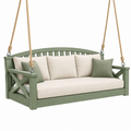 Columpio de jardín 180 x 75 x 75 cm de madera verde con asiento textil estilo rústico