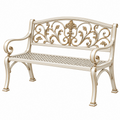 Banco de jardín 120 x 60 x 95 cm de metal blanco y dorado estilo clásico