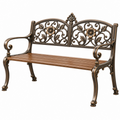 Banco de jardín 150 cm de metal y madera marrón estilo clásico